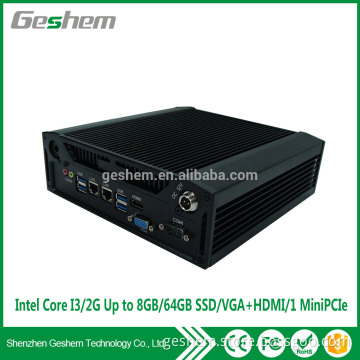 New core i3 fanless industrial mini pc with 2 Lan 6COM intel i3 processor 4G 64GB mini pc x86